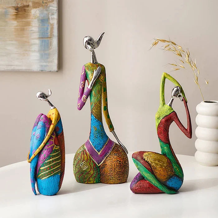 Abstract Sculpture | Handcrafted Multicolored Resin | Set of 3