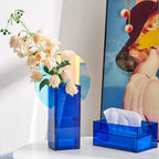 Acrylic Vase | Sculptural Abstract | Vibrant Blue & Orange