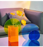 Acrylic Vase | Sculptural Abstract | Vibrant Blue & Orange