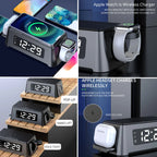 Alarm Clock Charging Station | Wireless Qi & 30W Multi-Device | 4-In-1