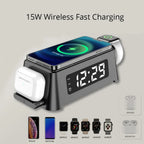 Alarm Clock Charging Station | Wireless Qi & 30W Multi-Device | 4-In-1
