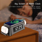 Alarm Clock Charging Station | Wireless Qi & 30W Multi-Device | 4-In-1
