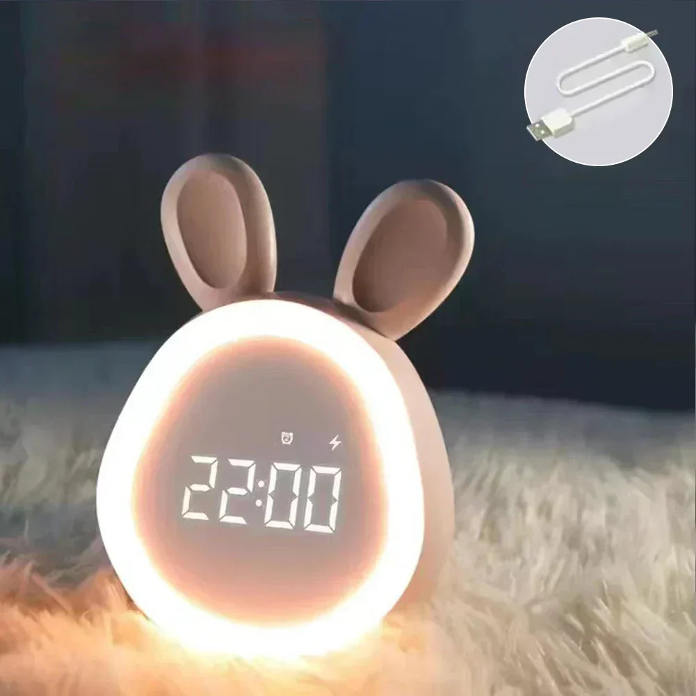 Alarm Clock | Digital LED Bunny Design & Night Light | Battery Or USB Powered