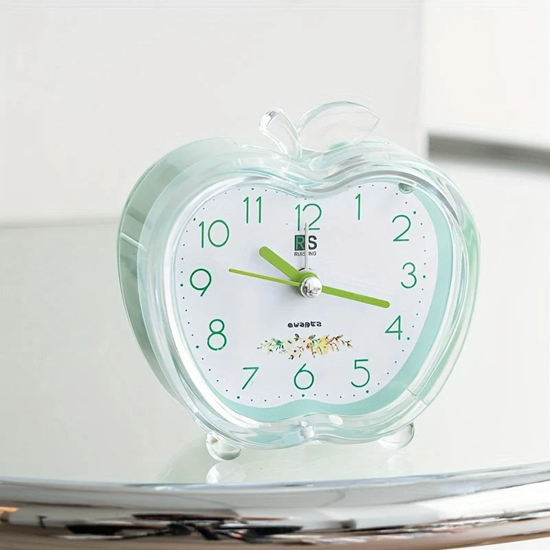 Alarm Clock | Quiet Sweep & Night Light | Crystal Apple Design