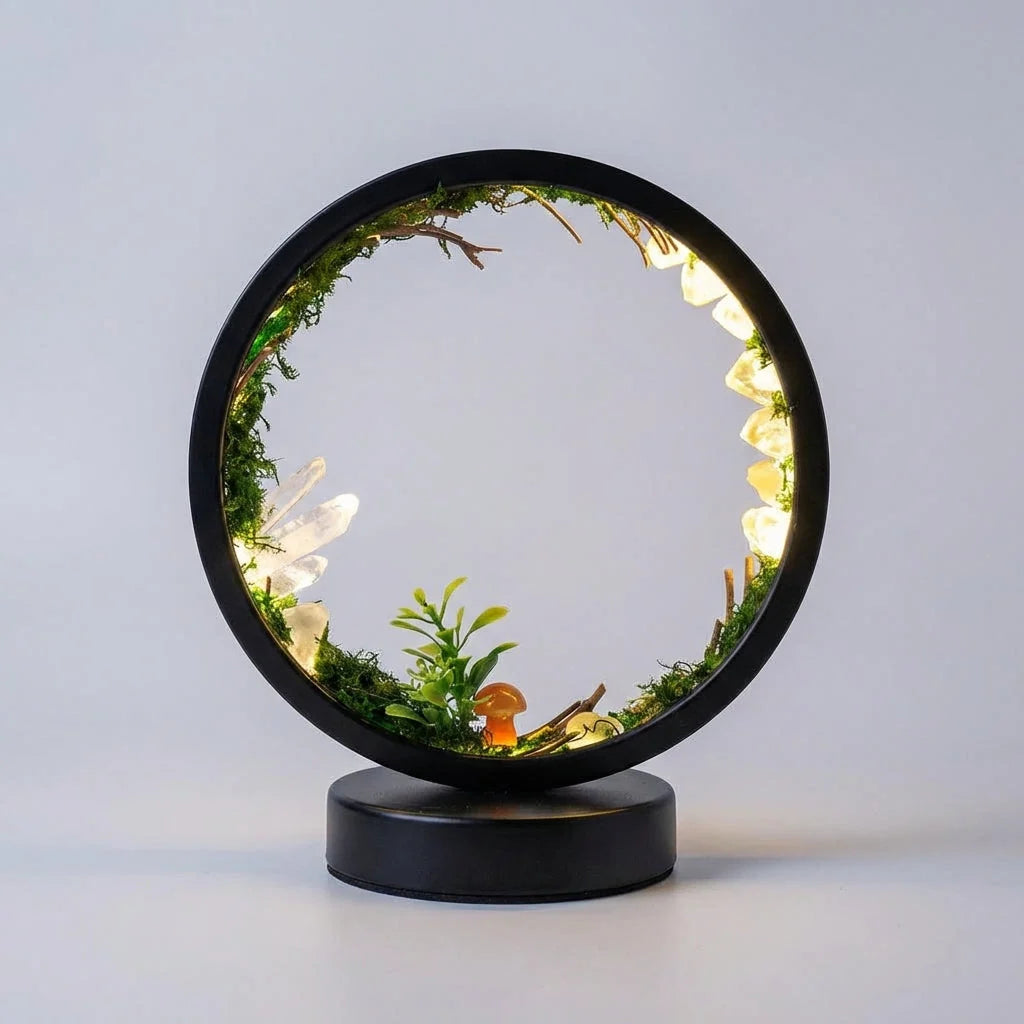 Ambient Lamp | Crystal-Embellished & Lifelike Greenery | 18 x 22 cm