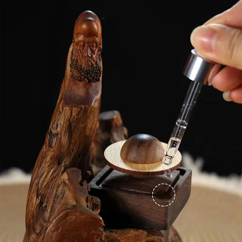 Aroma Diffuser | Carved Wood Jupiter Orbit | Waterless & Cordless | Magnetic Base