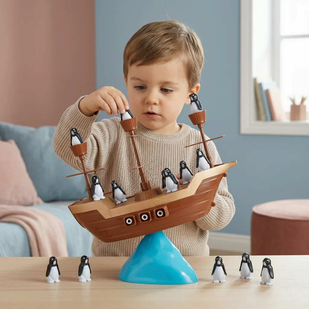 Balancing Game | Wobbly Base & Wooden Pieces | Ages 3+