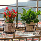 Balcony Plant Hanger | Hook-On Iron & Open-Grid Drainage | Set of 3