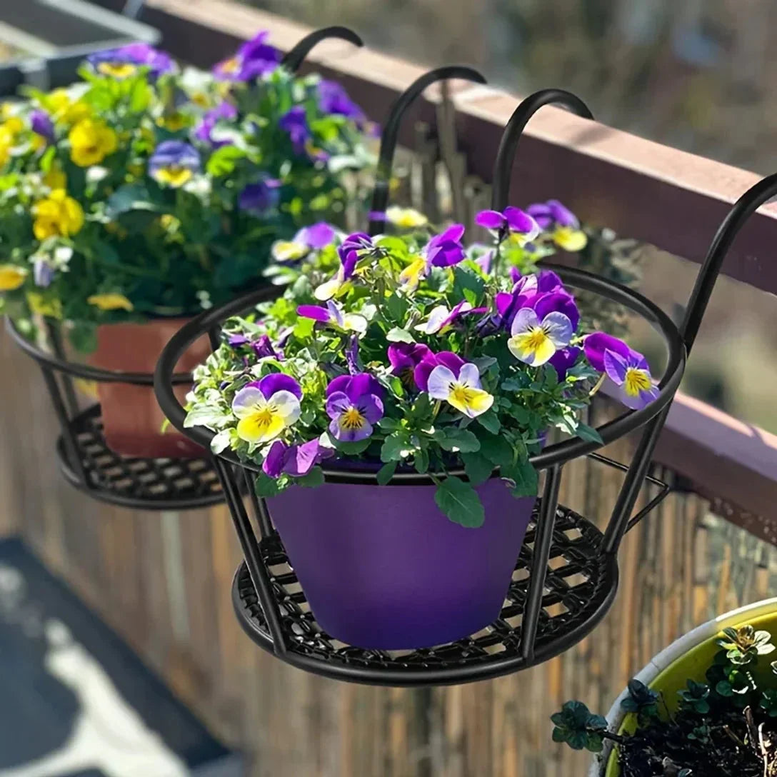 Balcony Pot Holder | Space-Saving Hook-On | Open Grid Drainage