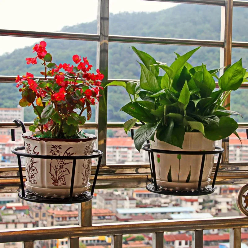 Balcony Pot Holder | Space-Saving Hook-On | Open Grid Drainage
