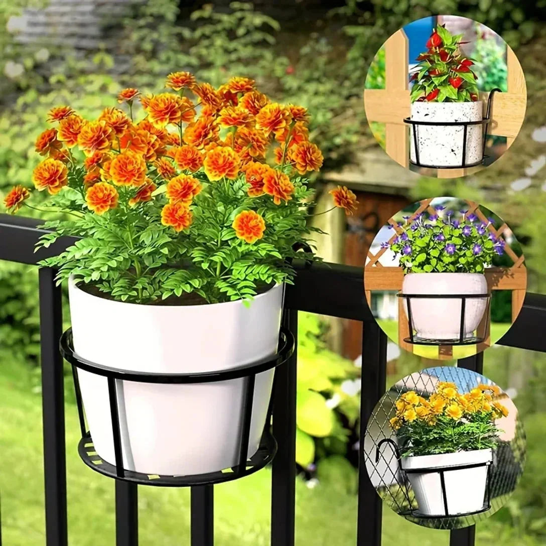 Balcony Pot Holder | Space-Saving Hook-On | Open Grid Drainage