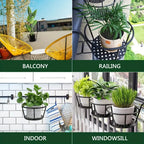 Balcony Pot Holder | Space-Saving Hook-On | Open Grid Drainage