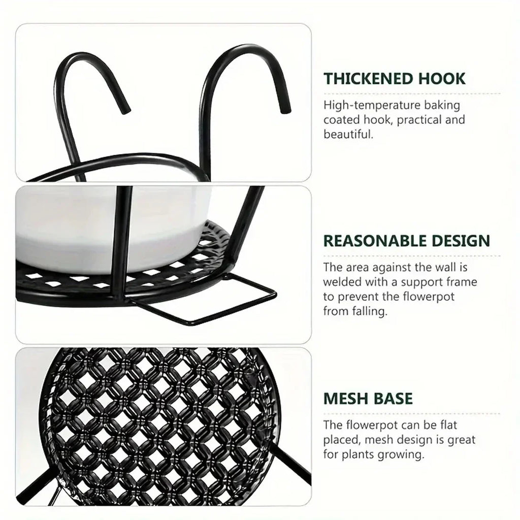 Balcony Pot Holder | Space-Saving Hook-On | Open Grid Drainage