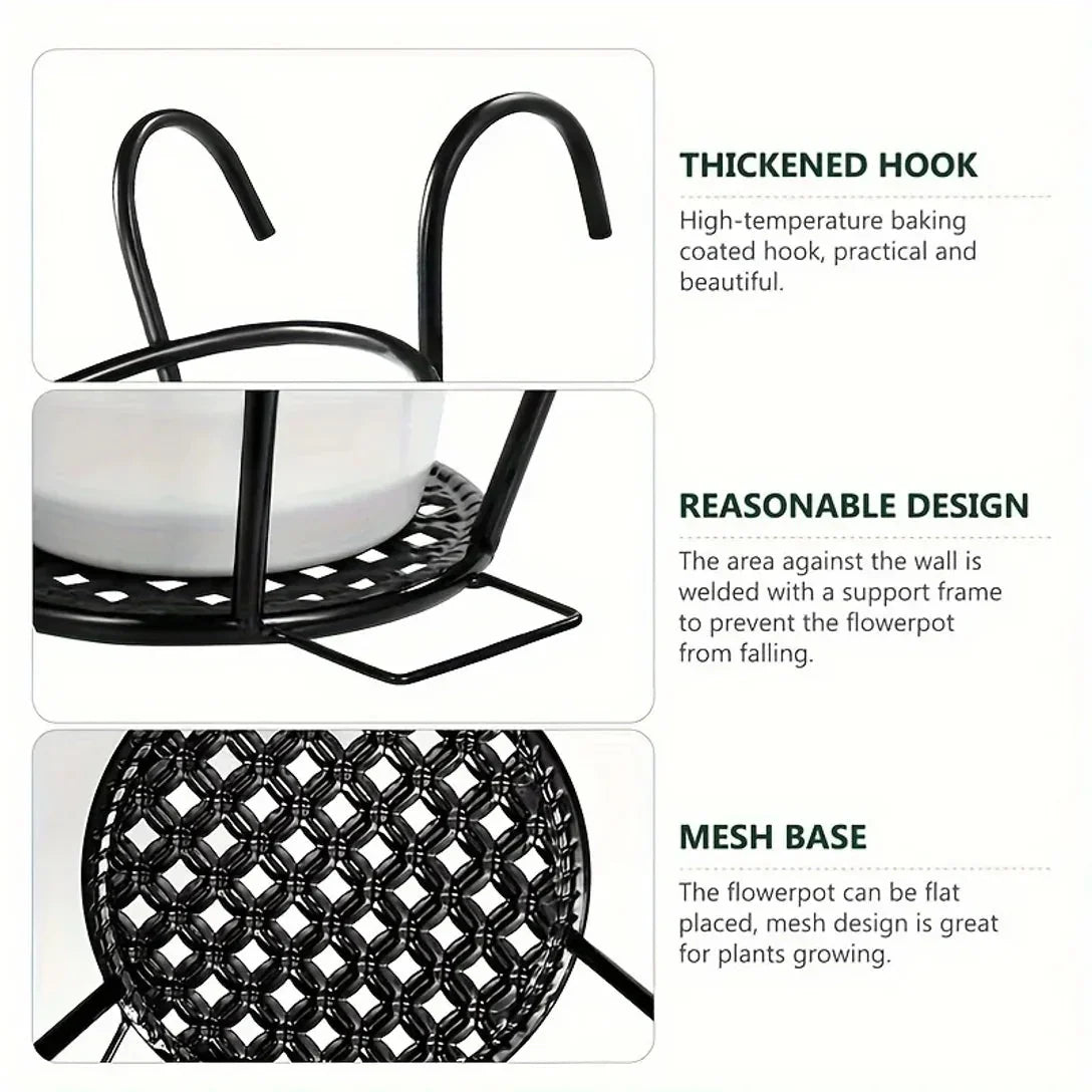 Balcony Pot Holder | Space-Saving Hook-On | Open Grid Drainage