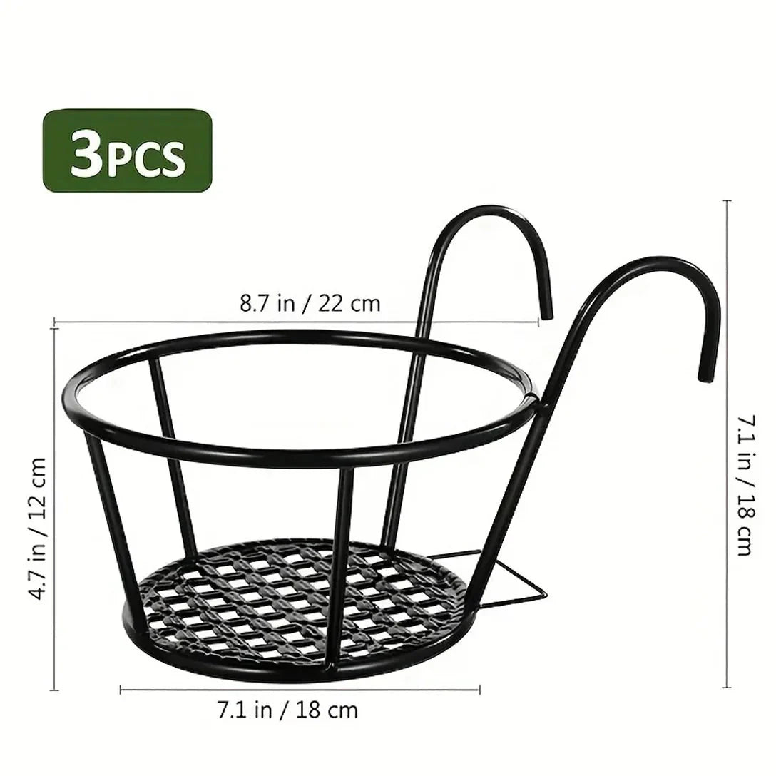 Balcony Pot Holder | Space-Saving Hook-On | Open Grid Drainage