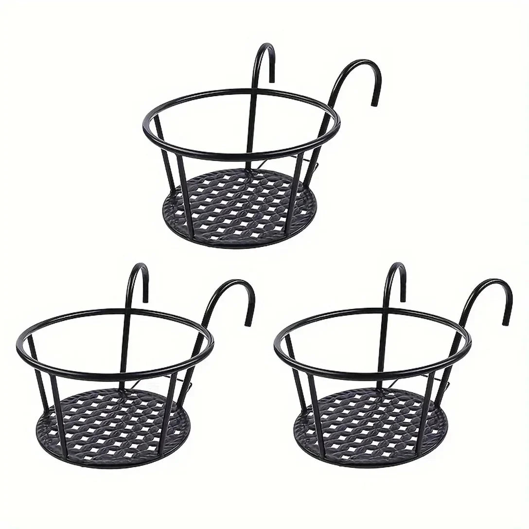 Balcony Pot Holder | Space-Saving Hook-On | Open Grid Drainage