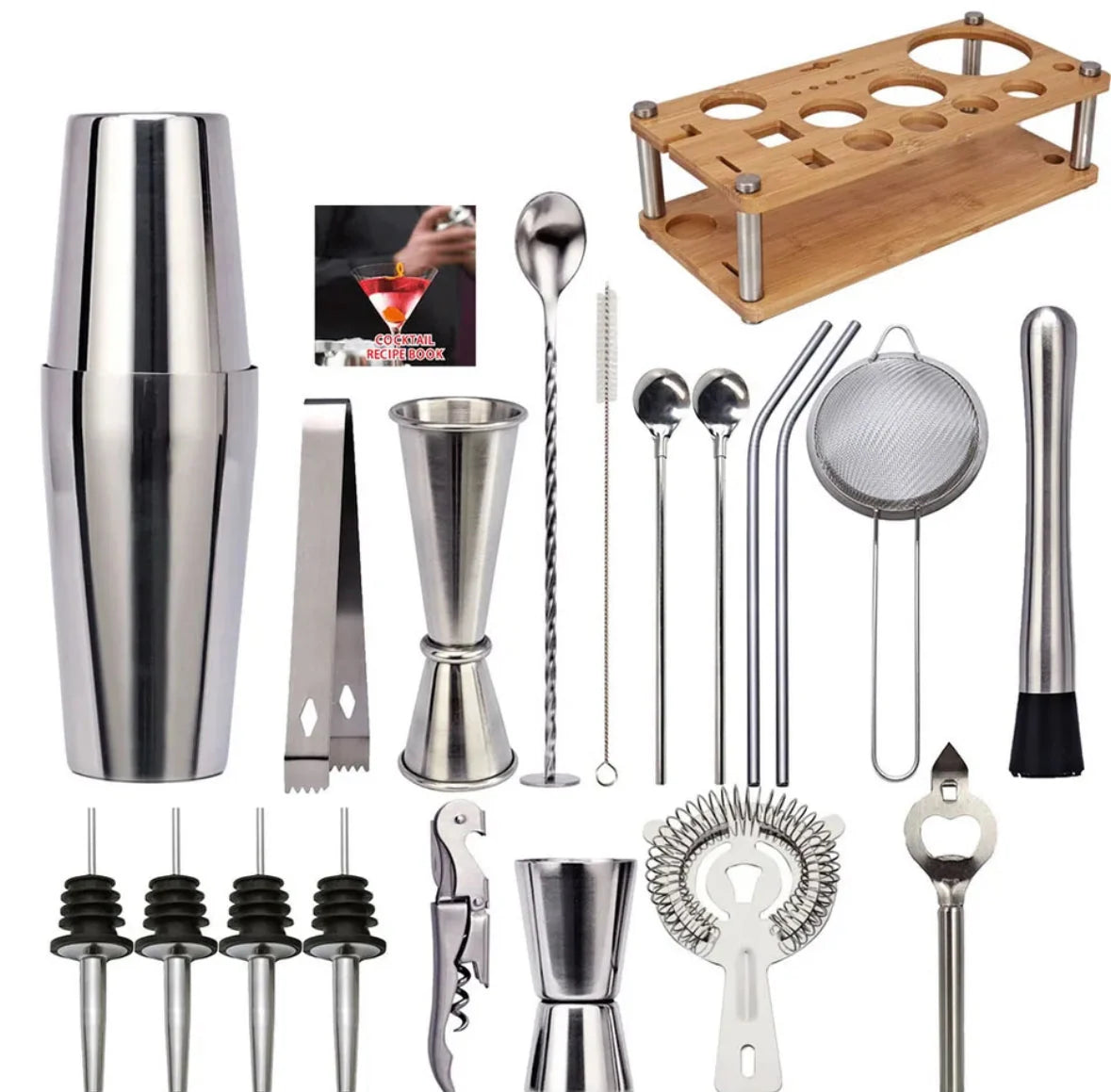Bartender Set | Stainless Steel Cocktail Tools | Set of 23