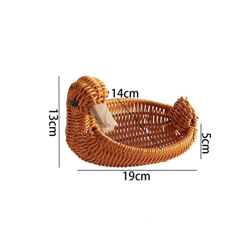 Basket | Duck-Shaped Woven | Decorative Storage