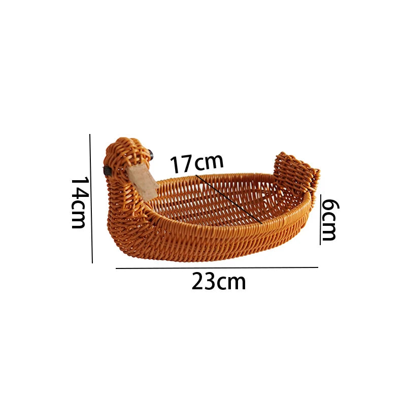 Basket | Duck-Shaped Woven | Decorative Storage