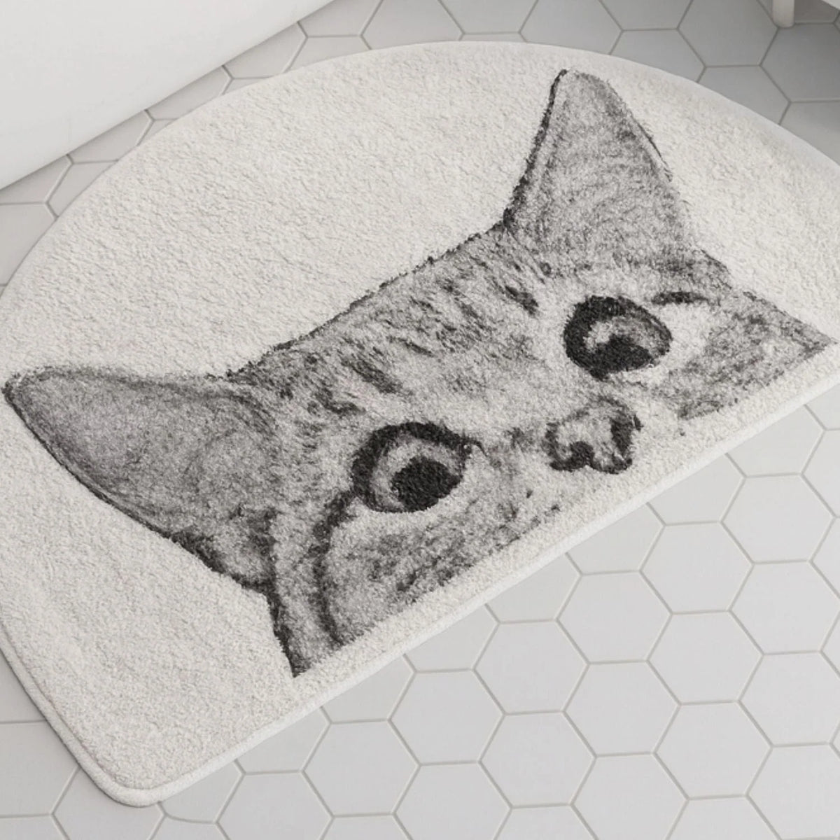 Bath Mat | Playful Peeping Kitty Design & Non-Slip Backing