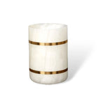 Bathroom Cup | Marble-Look Resin & Gold Accents