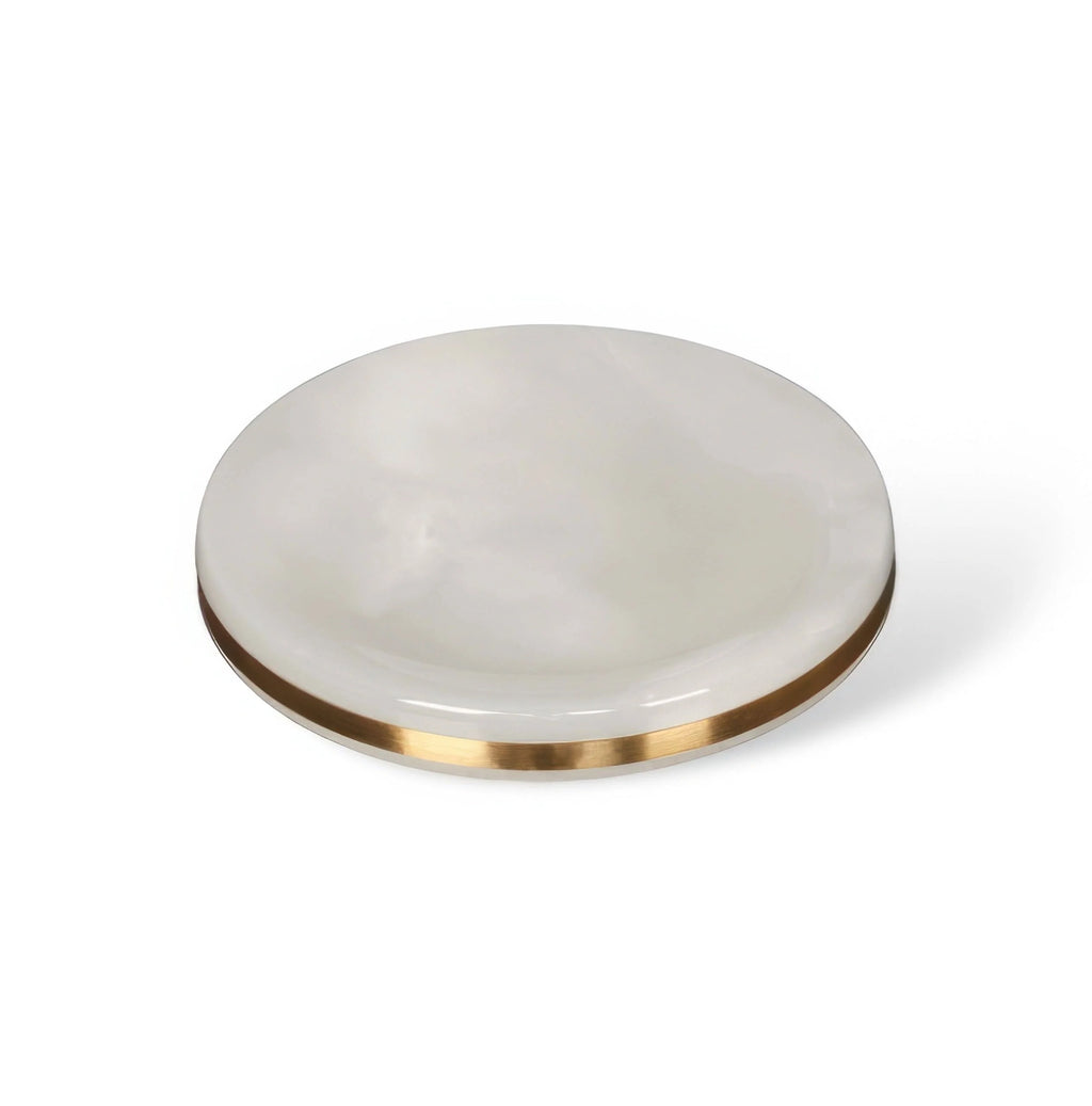 Bathroom Cup | Marble-Look Resin & Gold Accents
