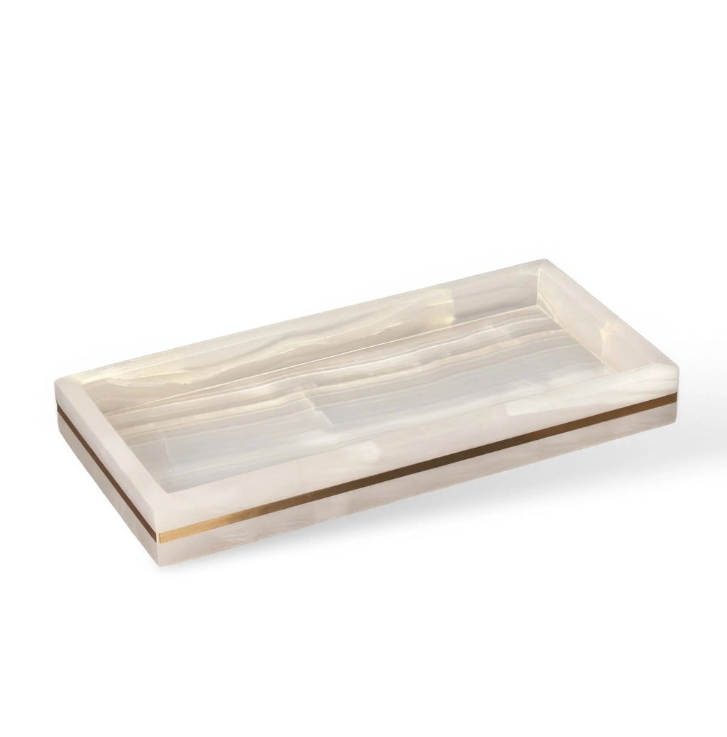 Bathroom Cup | Marble-Look Resin & Gold Accents
