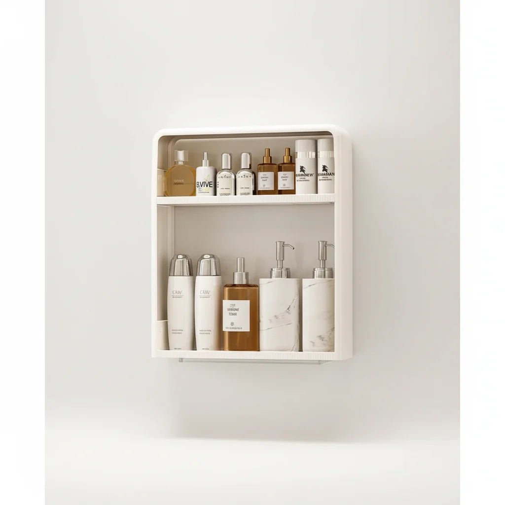 Bathroom Storage Shelf | No-Drill Adhesive Mount | Water-Resistant