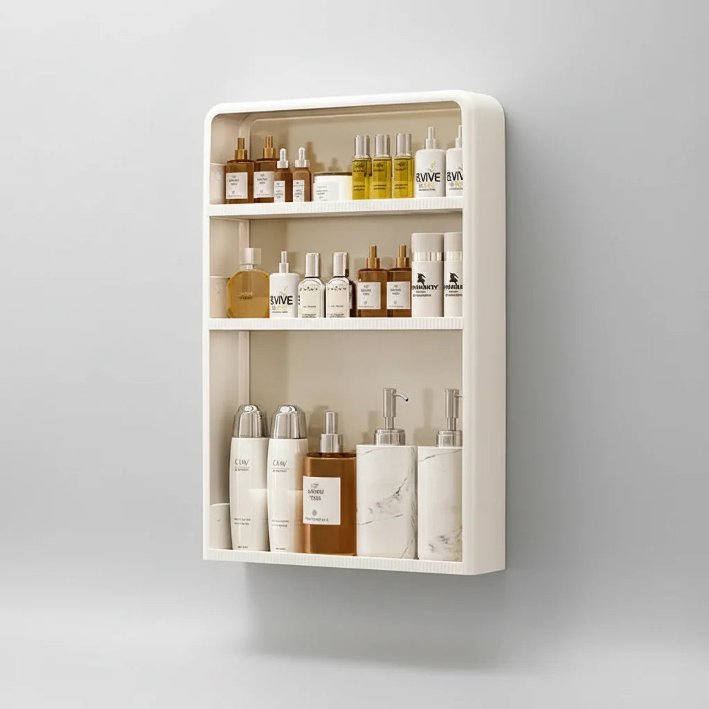 Bathroom Storage Shelf | No-Drill Adhesive Mount | Water-Resistant