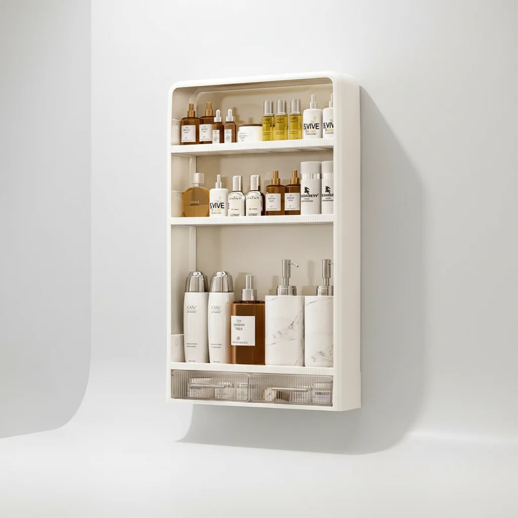 Bathroom Storage Shelf | No-Drill Adhesive Mount | Water-Resistant