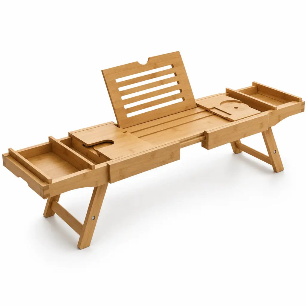 Bathtub Caddy Tray | Adjustable Bamboo & Expandable