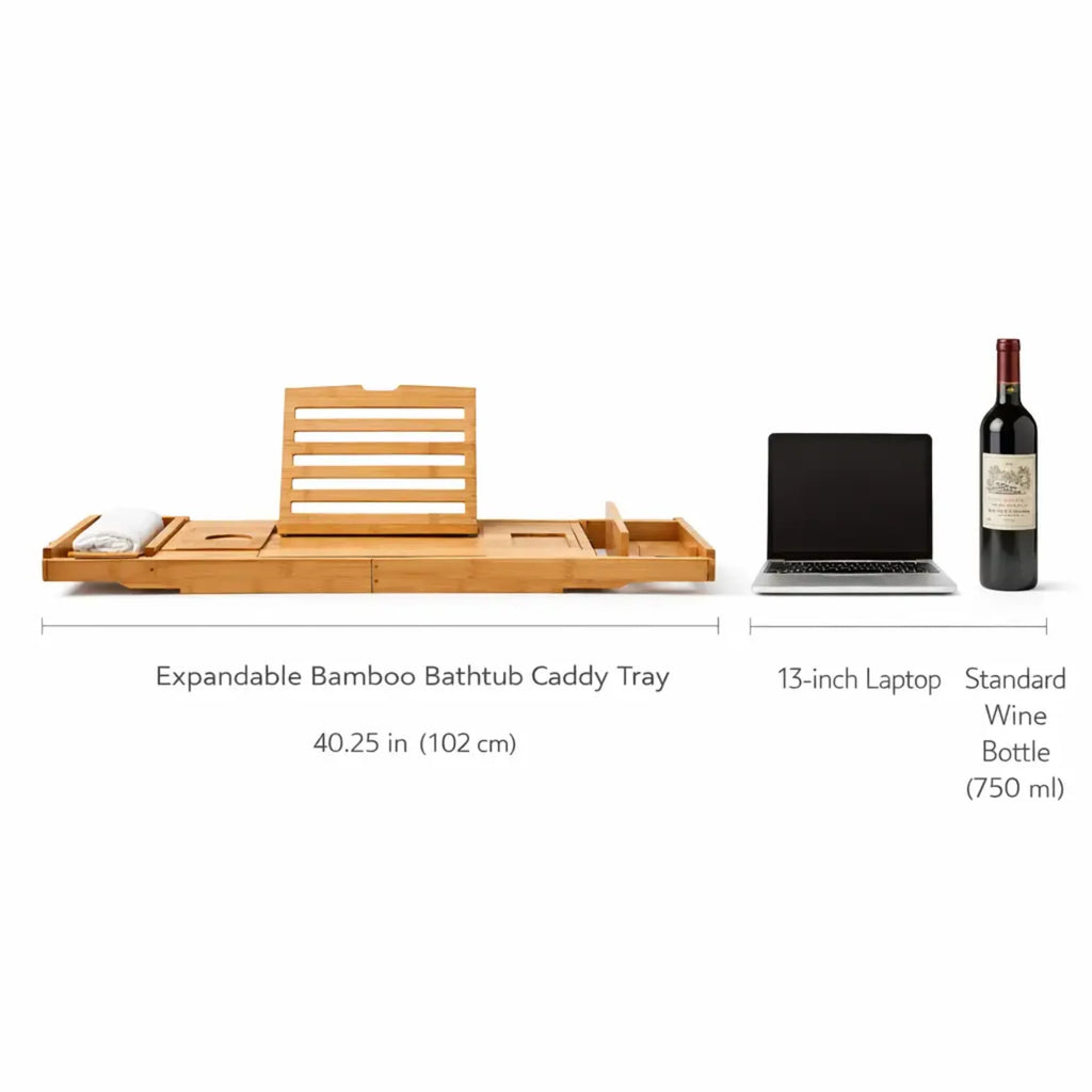 Bathtub Caddy Tray | Adjustable Bamboo | Multi-Purpose