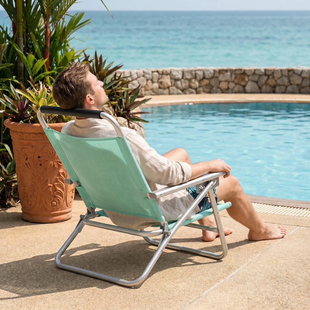 Beach Chair | Lightweight Folding & 4-Position Adjustable Backrest