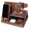 Bedside Docking Station | Elegant Wood Phone & Watch Organizer