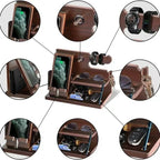 Bedside Docking Station | Elegant Wood Phone & Watch Organizer