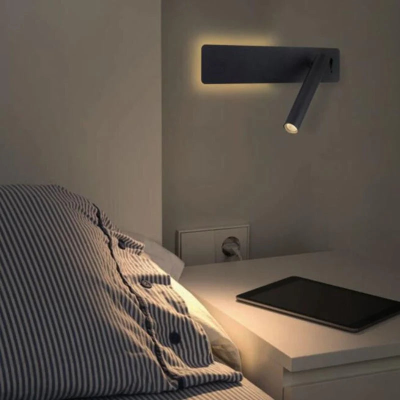 Bedside Wall Lamp | Rotating Head & Warm & Cool LED