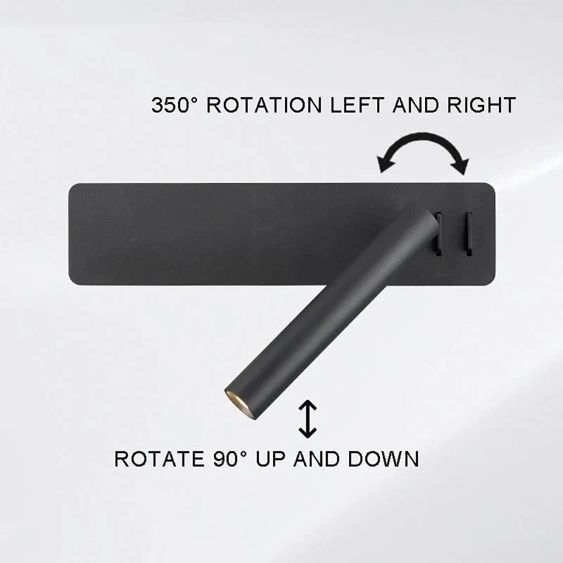 Bedside Wall Lamp | Rotating Head & Warm & Cool LED