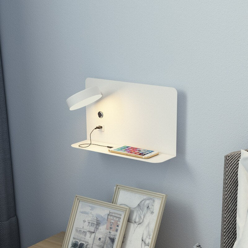Bedside Wall Light | Integrated Shelf & USB Charging