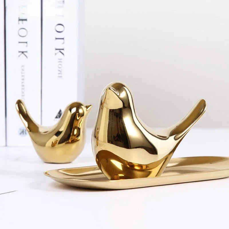 Bird Figurine | White Porcelain Decorative Accent