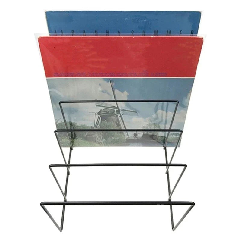 Book & Record Stand | Triangular Wrought Iron