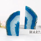 Bookend Set | Natural Blue Agate Stone | 2-Piece