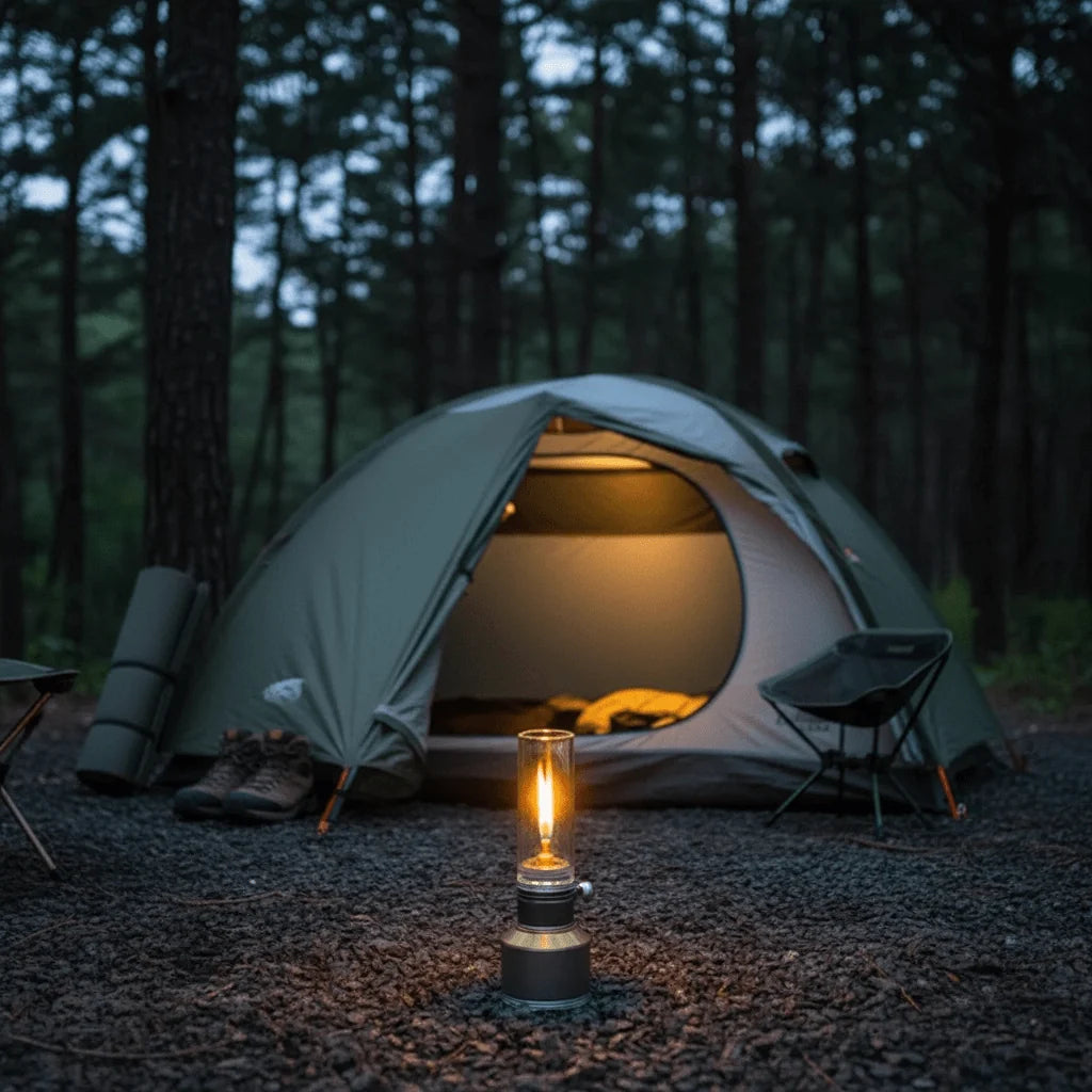 Camping Lamp | Butane-Powered Adjustable Flame & Wind-Resistant