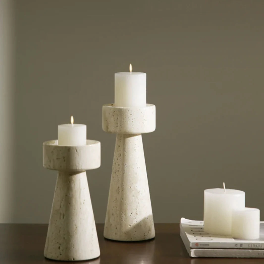 Candle Holder | Handcrafted Travertine & Unique Veining