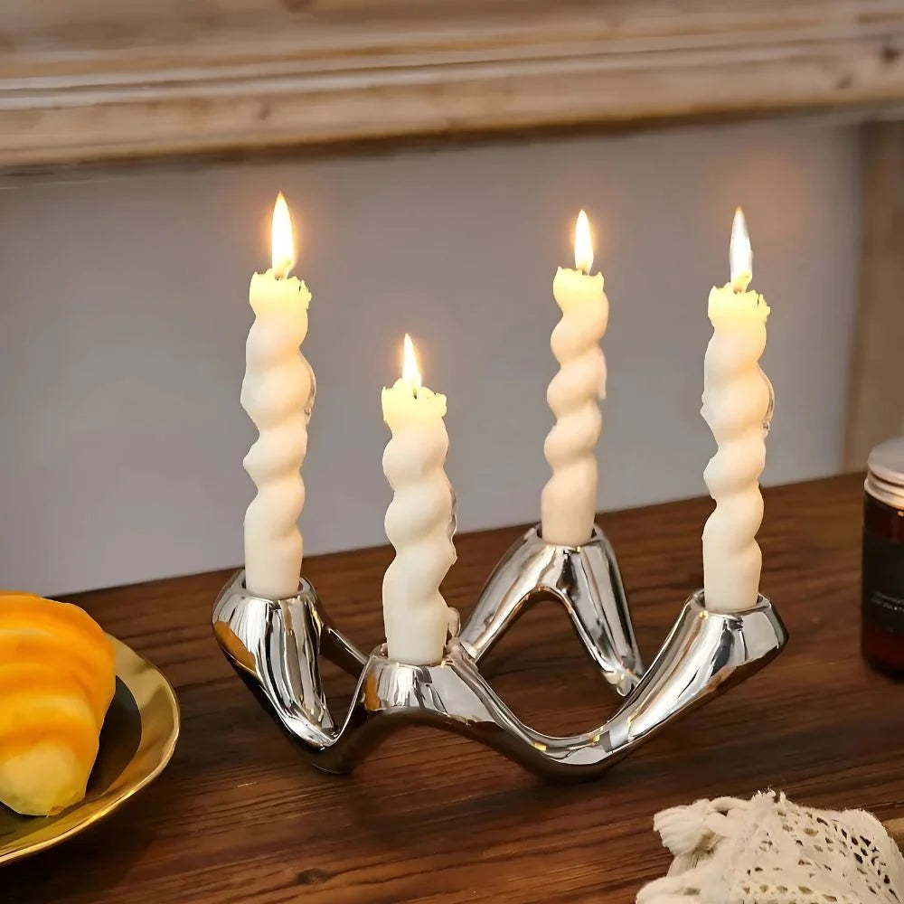 Candle Holder | Premium Ceramic Ripple Design