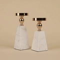 Candle Holder | Pyramid Marble & Gold Accent