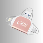 Card Reader | 4-In-1 USB 3.0 & SD/Micro-SD | Zinc Alloy Keychain
