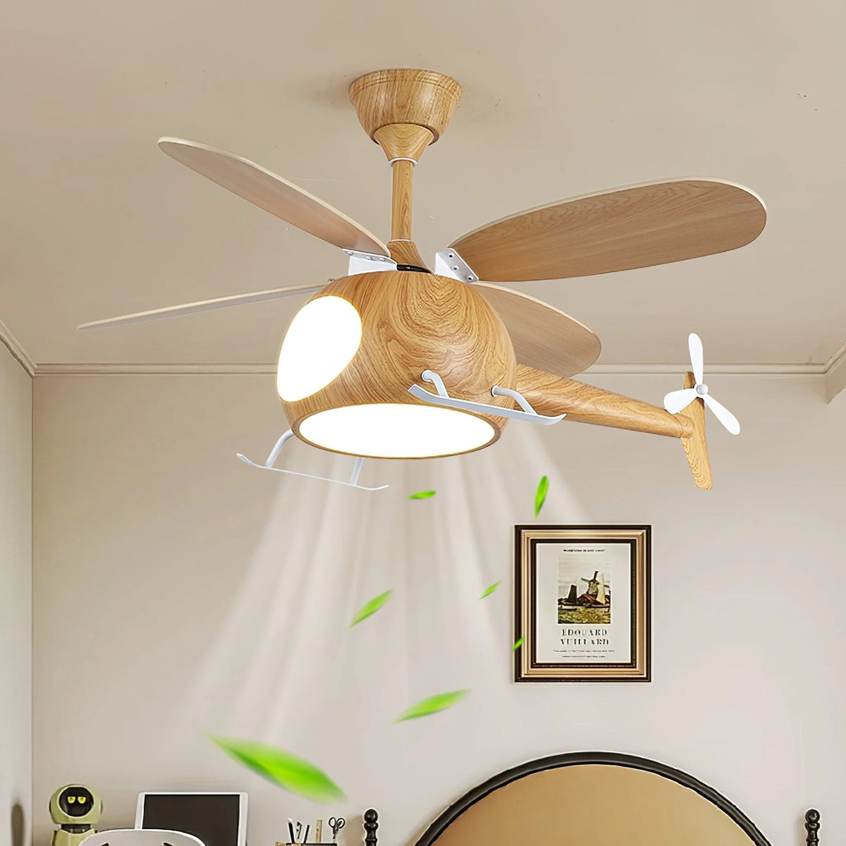 Ceiling Fan With Light | Integrated LED & Remote | Walnut Finish