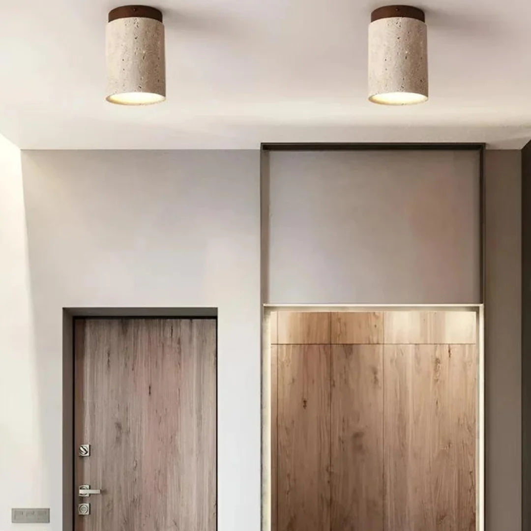 Ceiling Lamp | Travertine Wabi-Sabi Design | LED Lighting