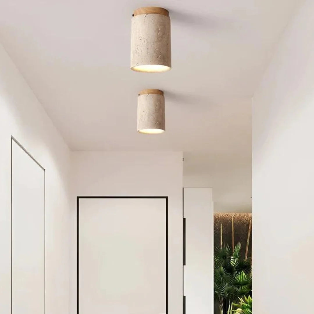 Ceiling Lamp | Travertine Wabi-Sabi Design | LED Lighting