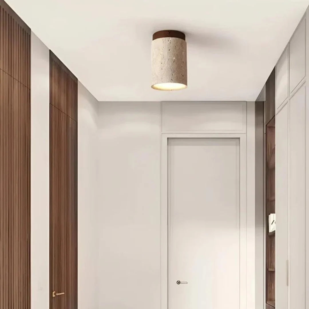 Ceiling Lamp | Travertine Wabi-Sabi Design | LED Lighting